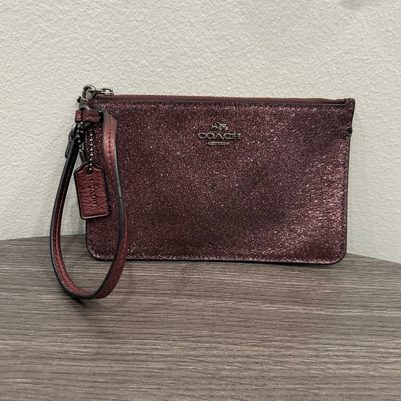 Coach Handbags - Coach Sparkle Glitter Cherry Purple Small Wristlet F64585